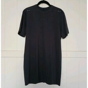 Rick Owens T-Shirt Babel S/S Men's 19 Small Tall Long Hem Black Cotton Studded